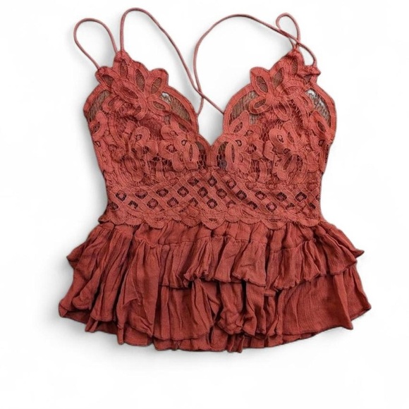 Free People One Adella Cami Top Size M Burt Orange - Picture 6 of 7